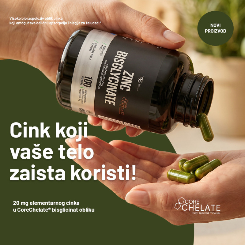 Cink Bisglicinat 20 mg - Zinc Bisglycinate CoreChelate®, 100 kapsula - Slika 5